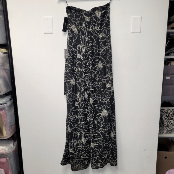 Lulu's Dancing in the Dark Black and White Print Strapless Jumpsuit Size S - Picture 9 of 16